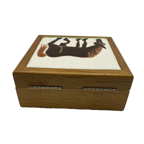 Trinket Box Handpainted Horse Ceramic Tile Lid Jewelry Office Ranch Western Art - Picture 5 of 16